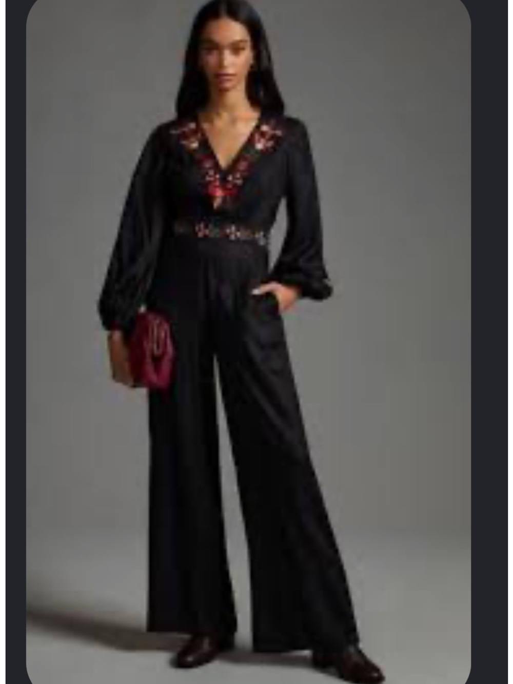 FARM Rio Embroidered Wide Leg Jumpsuit- size Large